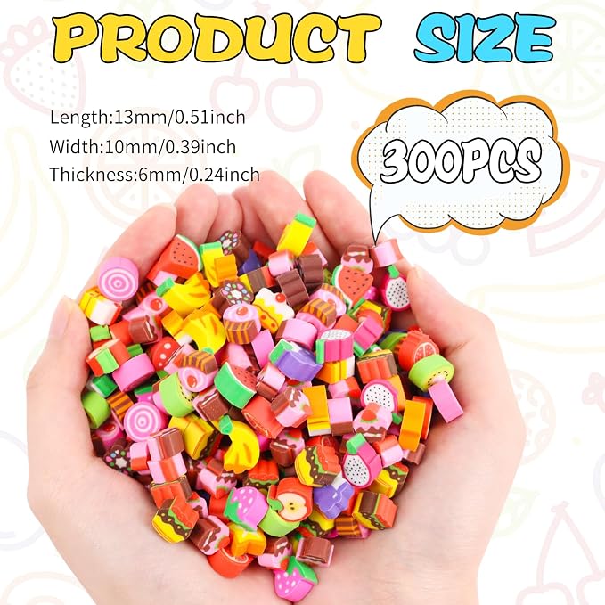 FOIMAS 300pcs Mini Cake Fruit Erasers - Image 3