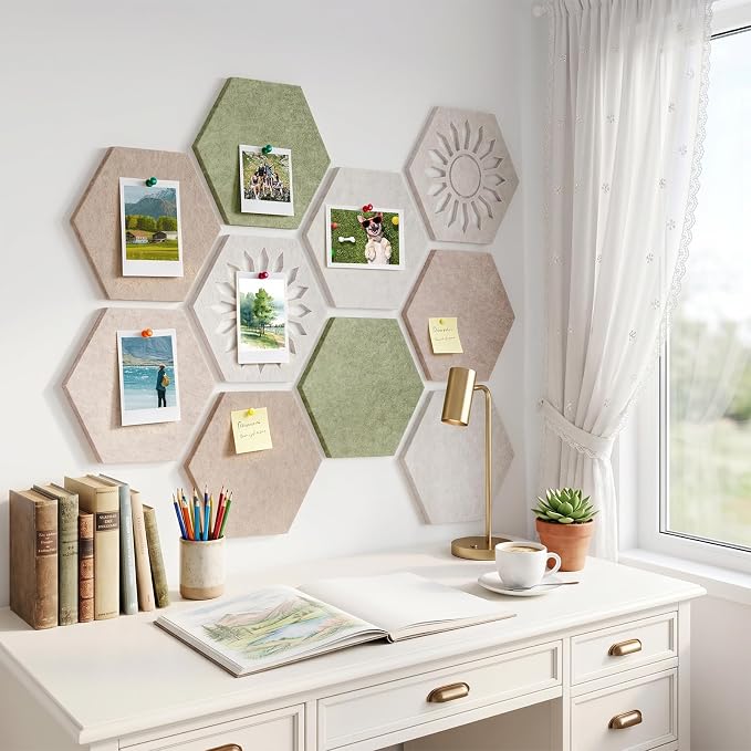 10 Pack Hexagon Felt Bulletin Board Tiles, 9mm Thick Pin Board - Image 6