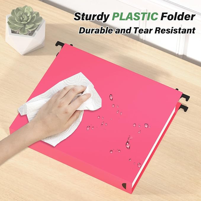Ansook Extra Capacity Plastic Hanging File Folder Letter Size, Heavy Duty 2" - Image 2