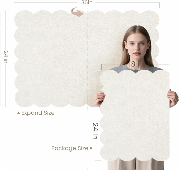Scalloped Bulletin Board, 36 x 24 Inches Felt Pin Board - Image 7