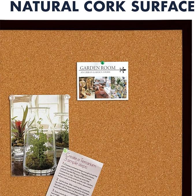 Quartet Cork Bulletin Board, Framed Corkboard, Message Board, Vision Board - Image 3