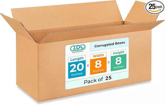 Long Shipping & Moving Boxes 20"L x 8"W x 8"H by IDLPackaging