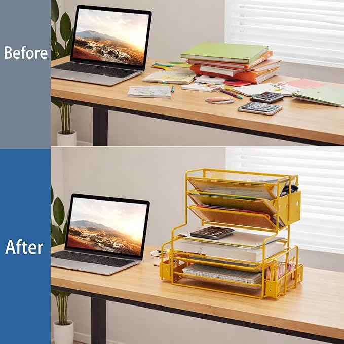 Simple Trending 7 Tier Desk File Organizer, Letter Tray Paper Organizer - Image 5