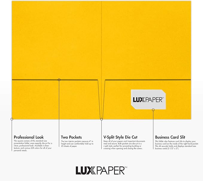 9 x 12 Presentation Folders in 100 lb. Sunflower - Image 2