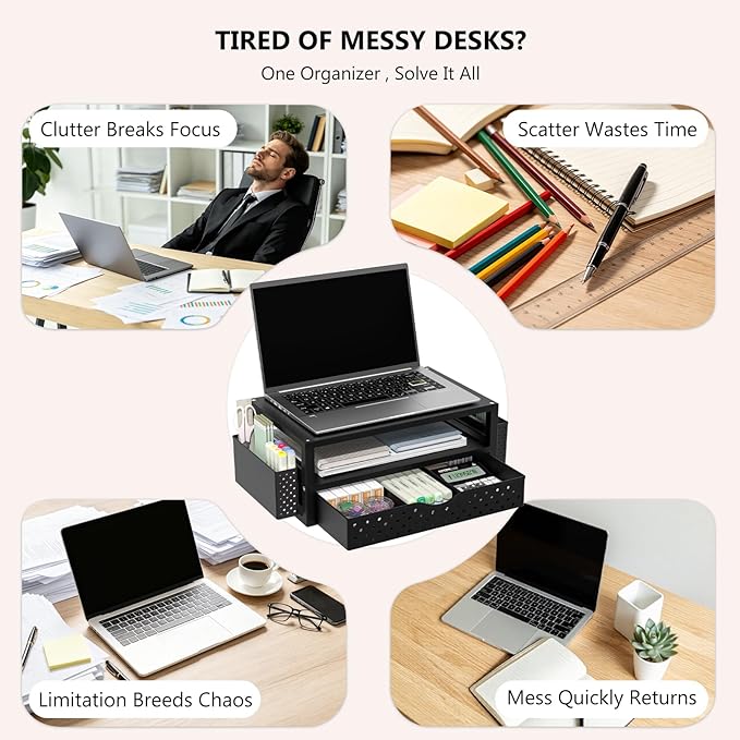 WALI Monitor Stand Riser with Drawer and 2 Pen Holders, Desk Organizers and - Image 6