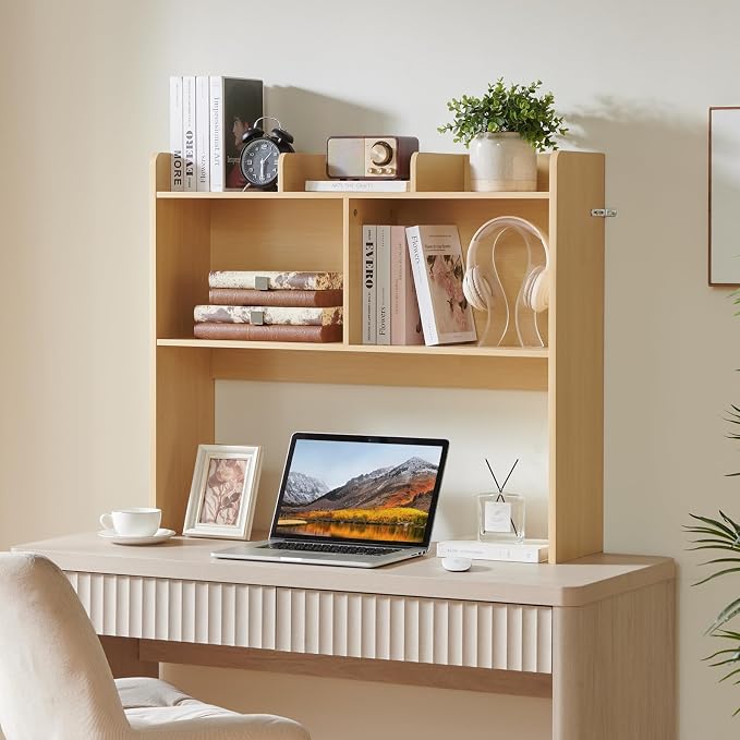 Nromant Desktop Bookshelf, Wooden Desk Storage Hutch - Image 2