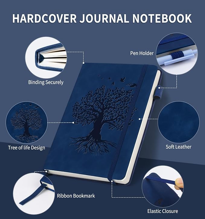 Lined Journal Notebook for Women Men, A5 Hardcover Leather Journals for Writing - Image 2