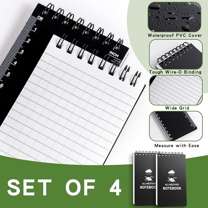 Waterproof Notebook, 4 Pack Pocket Notepad, All Weather Police Pocket Notebook - Image 3