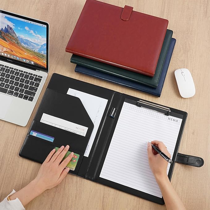 Faux Leather Portfolio with Clipboard – A4/Letter Size Legal Pad Holder - Image 3