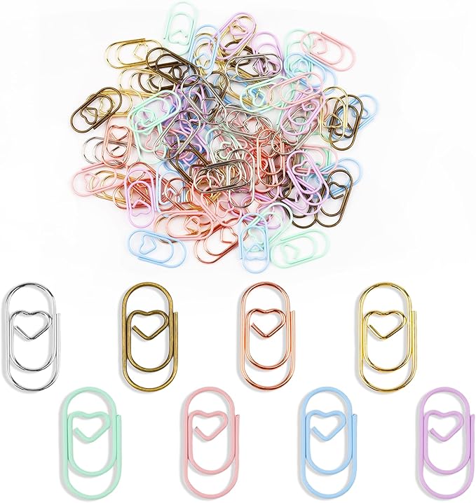 80 Pcs Heart Paper Clips by Unknown