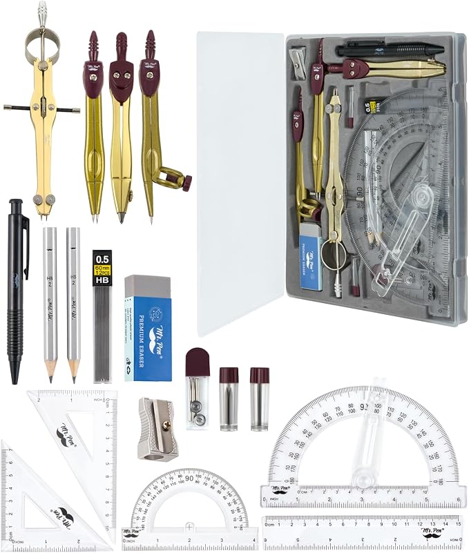 Mr. Pen- Geometry Set, 6 Inch Swing Arm Protractor, Divider | Set Squares by MrPen