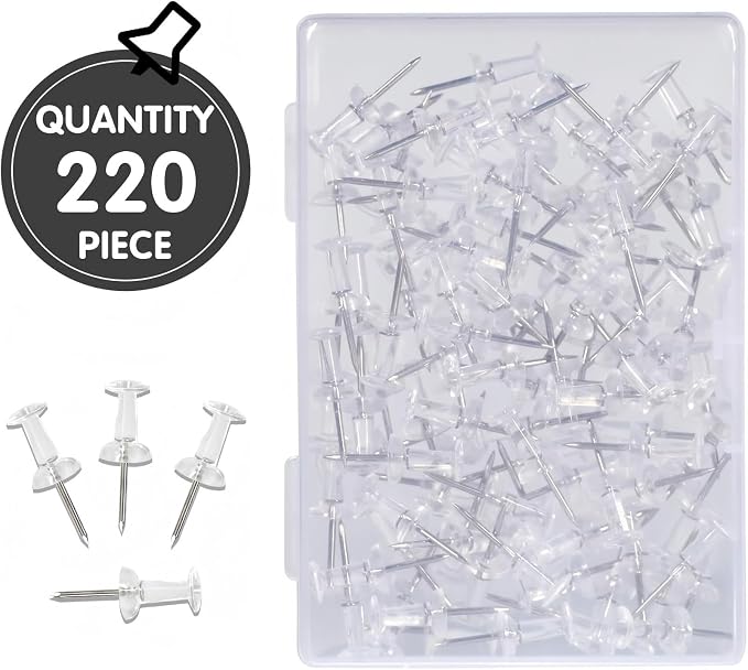 220-Pack Push Pins for Bulletin Board, Thumb Tacks - Image 2