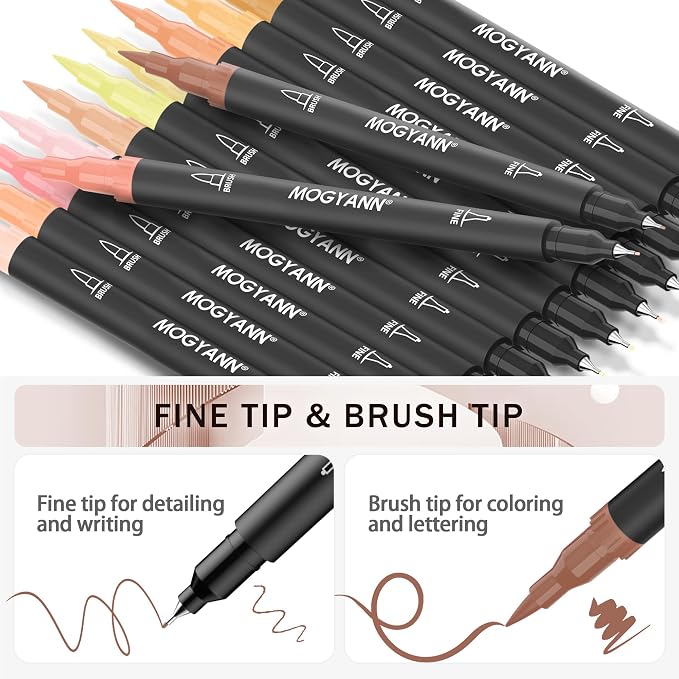 Skin Tone Markers, 12 Pack Dual Brush Pens - Image 3