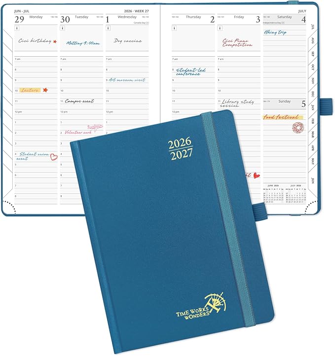 POPRUN 2026-2027 Academic Planner, 6.5" x 8.75", Weekly and Monthly Calendar by POPRUN