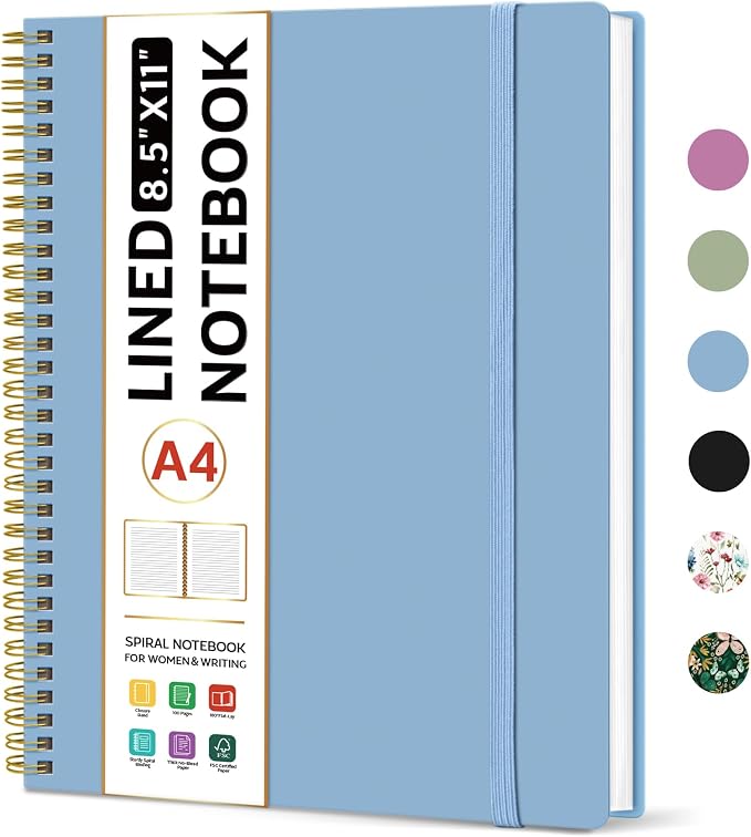 Taja Spiral Lined Notebook, 8.5"x11" Notebooks by Taja