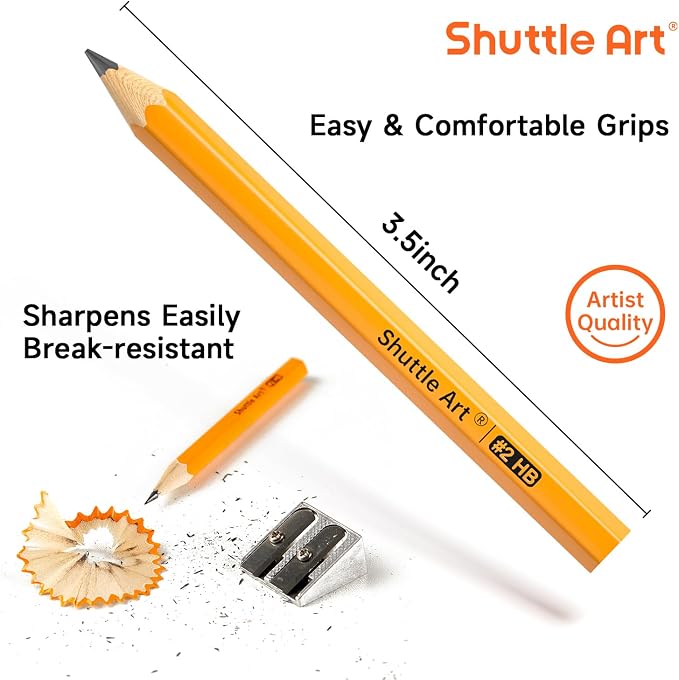 Shuttle Art 600 Pack #2 HB Mini Pencils, Wood-cased, Pre-sharpened - Image 3