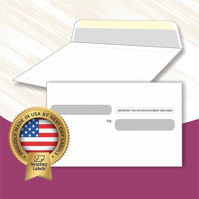 NextDayLabels - W-2 Tax Forms Double Window Security Envelopes - Image 4