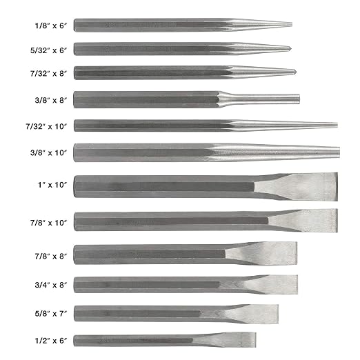 NEIKO 02623A Cold Chisel and Punch Set | 12 Piece | Cr-V Steel | Remove Pins - Image 5