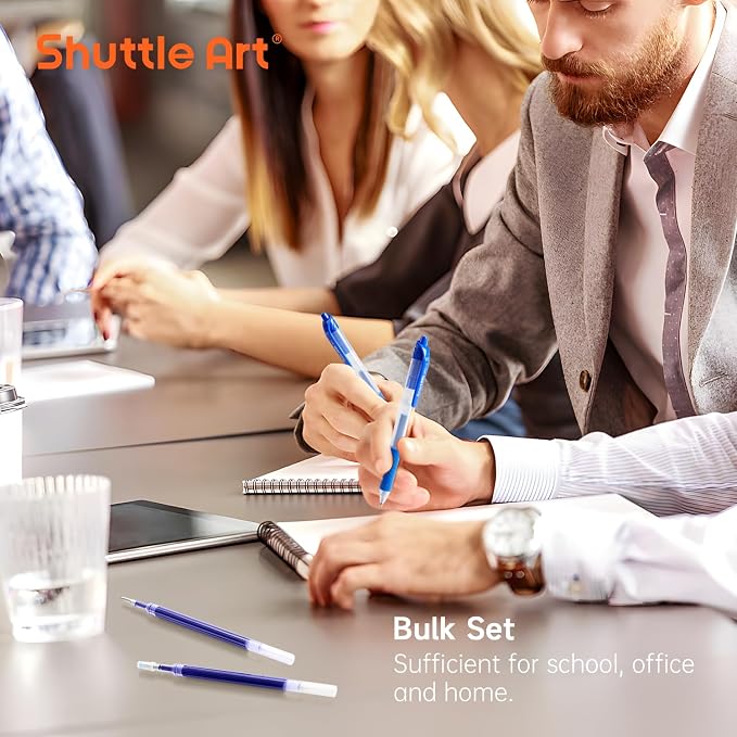 Shuttle Art Retractable Gel Pen Refills, 30 Pack Blue Rollerball Gel Ink Pens - Image 7