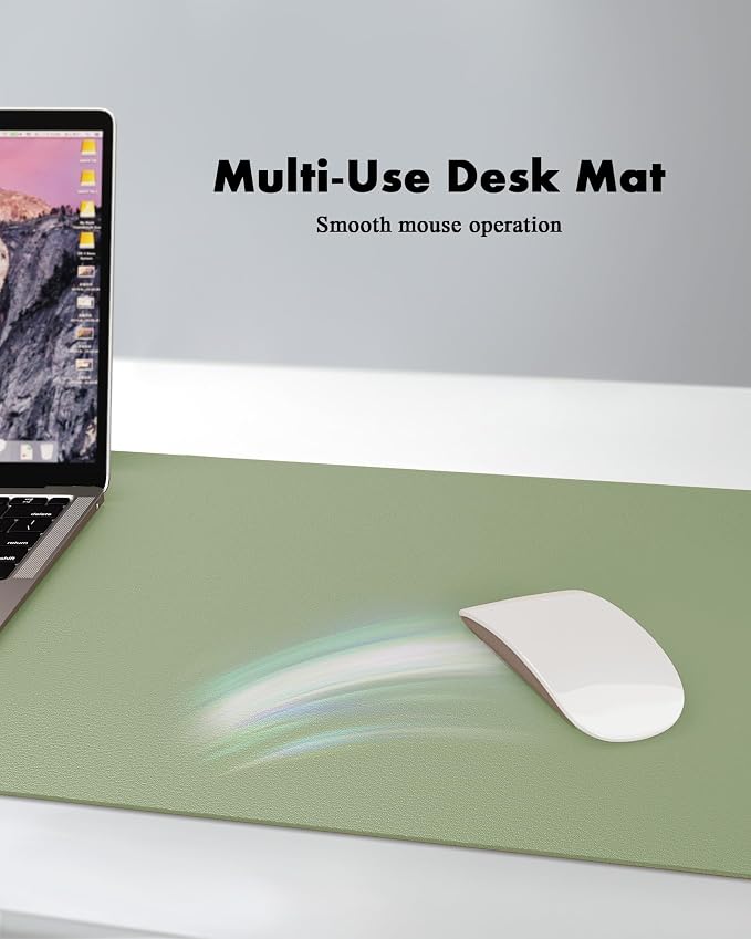 YSAGi Double-Sided Desk Pad, 23.6"x13.7"Leather Desk Mat, Eco Cork Desk Pad - Image 3