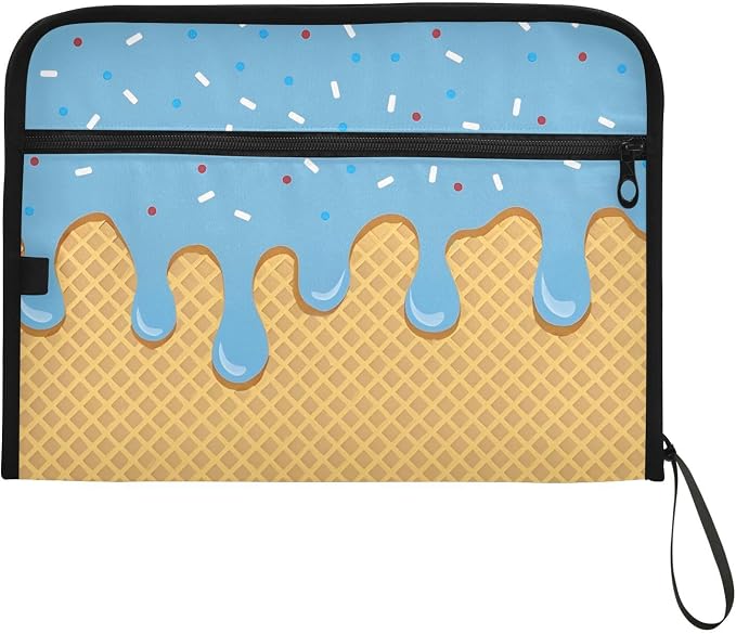 Expanding File Folder Blue Ice Cream Drip Accordion File Organizer 13 Pockets - Image 7