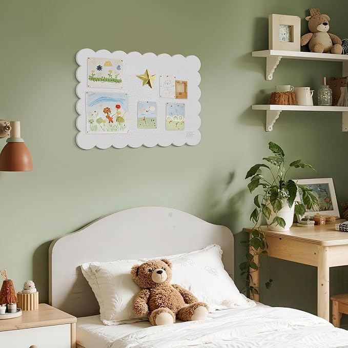 Lightomorrow Scalloped Bulletin Board, 24 x 18 Inches Felt Pin Board - Image 2