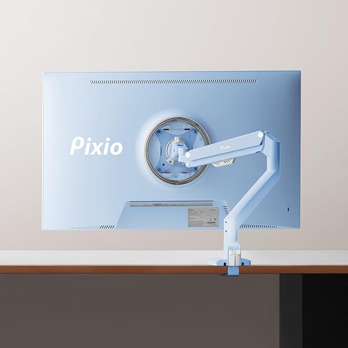 Pixio PS1S Wave Blue Single Monitor Arm Stand Desk Mount - Fits up to 32 inches Monitors and up to 19.8lbs. VESA Compatibility and Integrated Cable Management-DeskLoop Office