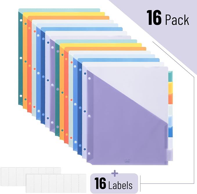 Mr. Pen- Binder Dividers with Pockets and Tabs, 16 Pack | Coastal Sunrise - Image 2