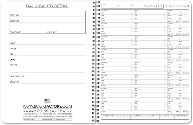BookFactory Daily Sales Detail Log Book/Order Log Book/Daily Customer Sales - Image 2