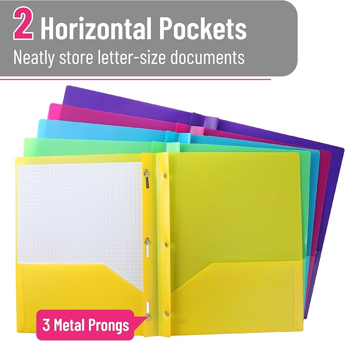 Mr. Pen- Plastic Folders with Pockets and Prongs, 10 Pack, Letter Size - Image 3