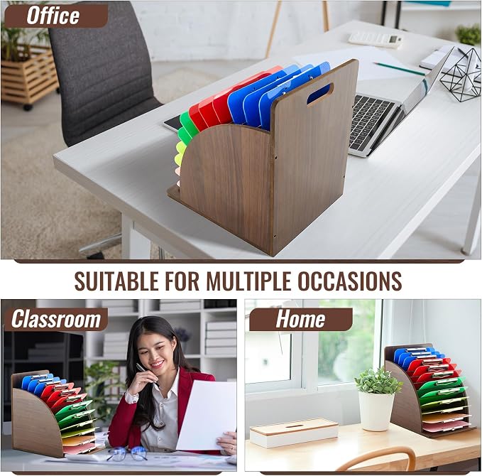Wonderjune 1 Pack Clipboard Holder Wooden Metal Clipboards Storage Rack - Image 6
