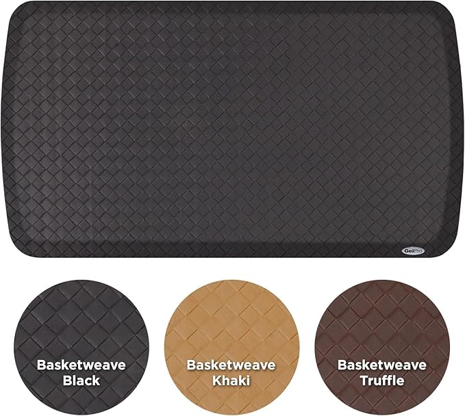 GelPro Elite Premier Gel & Foam Cushioned Anti-Fatigue Kitchen Floor Comfort Mat, Padded Stain-Resistant, Waterproof, Non-Slip Comfort Padded Desk/Office Mat, 20" x 36", Basketweave Black-DeskLoop Office