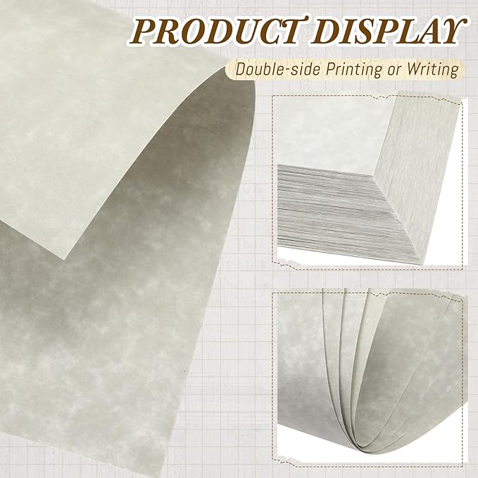 Epakh 200 Pcs Old Age Parchment Paper 8.5 x 11 Inch Standard Letter Vintage Colored Old Parchment Semblance Double Side Printing Paper (Dove Gray)-DeskLoop Office
