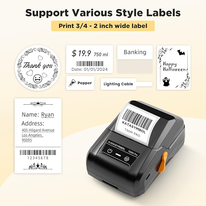 SUPVAN T50M Pro Bluetooth Label Maker Machine with 4 Tapes, Wide Waterproof Label, Versatile App with 40 Fonts and 450+ Icons, Inkless Labeler for Home, Kitchen, School, Office Organization, Black-DeskLoop Office