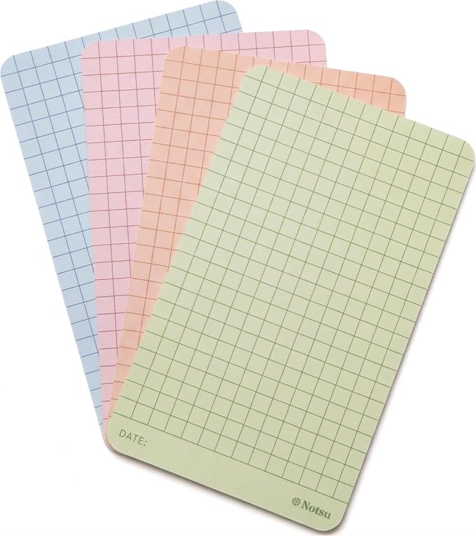 Notsu Graph Grid Colored Note Cards 3x5 inch, 40 ct | Graphing Vertical Color by Notsu
