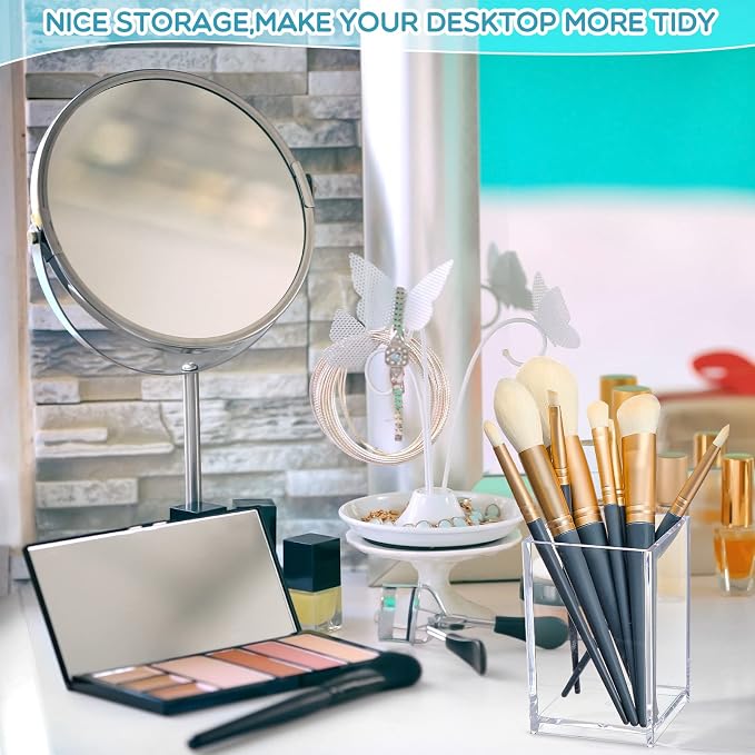 Crtiin 20 Pieces Acrylic Pencil Holder Makeup Brush Holder Pen - Image 4