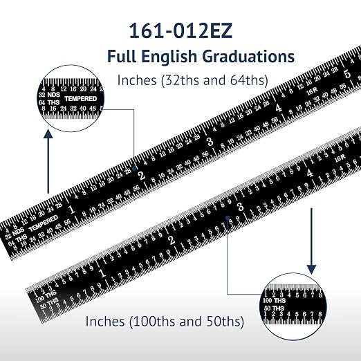 PEC Tools Stainless Steel Ruler Set, High-Contrast Machinist Ruler - Image 8