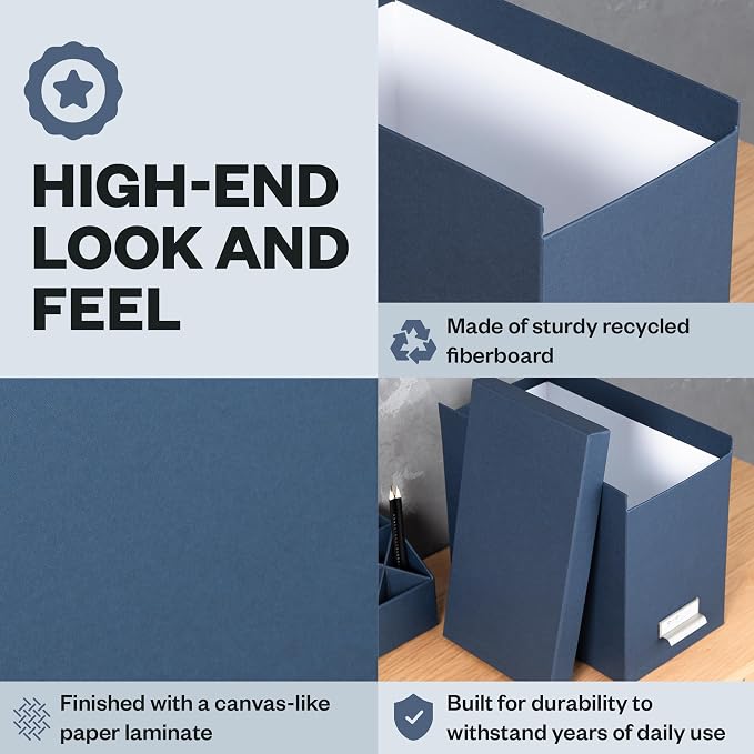 Bigso John Fiberboard Label Frame Desktop File Storage Box - Image 4