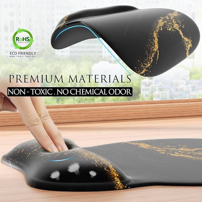 MROCO Ergonomic Mouse Pad with Gel Wrist Rest, 9.4 x 8.1 in, Gel Wrist Comfort - Image 3
