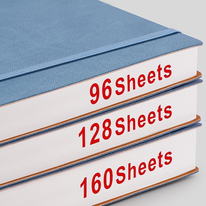 AHGXG Bullet Dotted Journal - 320 Pages Dot Grid Notebook B5 Large Journal, 100gsm Thick Dotted Paper, Leather Softcover, with Journal Stencils, Inner Pocket, 7.6'' X 10'' - GrayBlue-DeskLoop Office