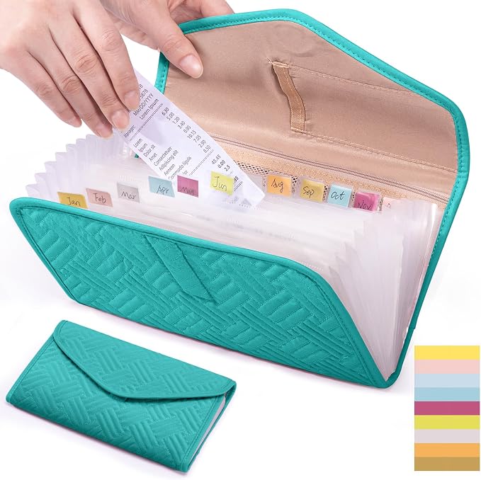 Fabric Bill Organizer with Pockets 10x6 Receipt Organizer by FRECOLSH