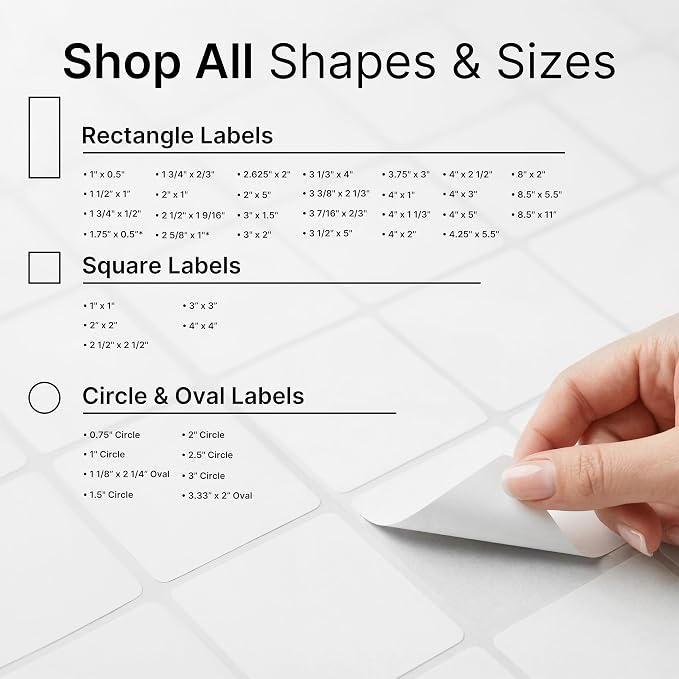 2" X 2" Matte White Printable Labels Custom Labels, Logo Stickers, QR Codes - Image 7