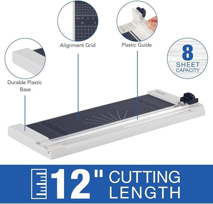Swingline Paper Cutter, 8 Sheet Capacity, ClassicCut 1208P - Image 2