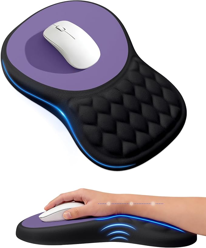 Ergonomic Mouse Pad with Wrist Rest, Slope Design Memory Foam Support, Smooth by PVIPCZ
