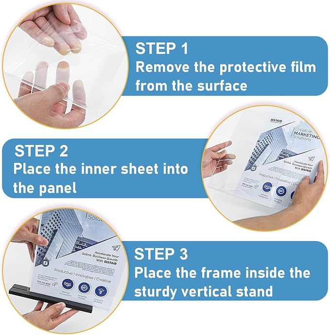 Seencool 8.5x11 Acrylic Sign Holder Vertical Double-Sided Tabletop Sign Holder - Image 6