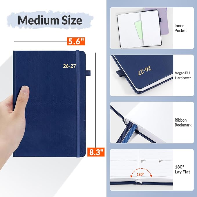 SUNEE 2026-2027 Weekly & Monthly Hardcover Planner 5.5" x 8.3" - Image 4