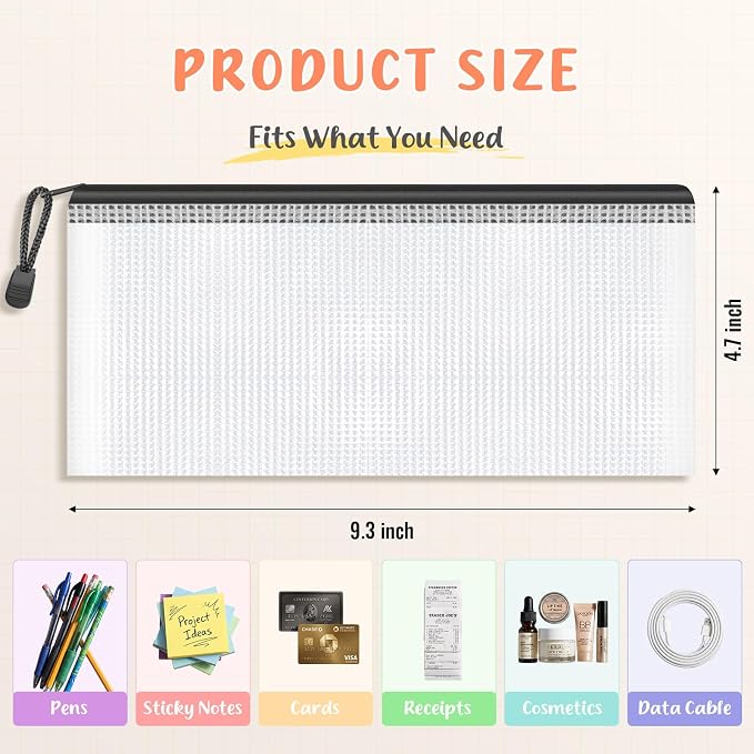 Smarpau Pencil Pouch 24PCS, 9.3" x 4.7" Mesh Zipper Pouches - Image 2