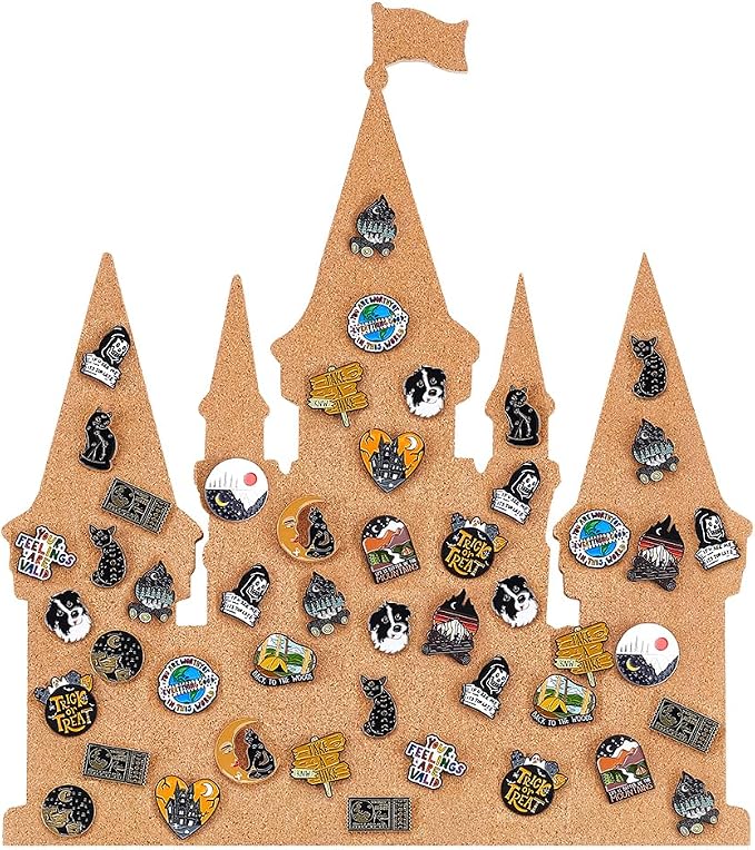 BENECREAT Castle Pin Board Cork Board, 14.2x11.8inch Bulletin Display Board by BENECREAT