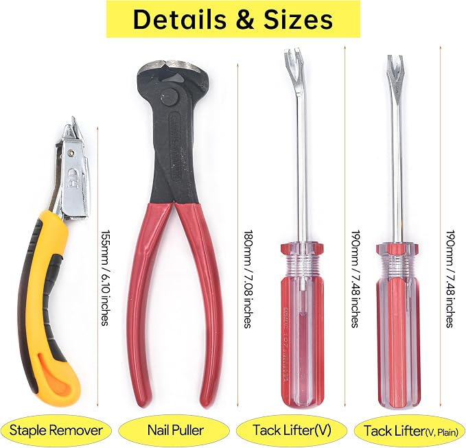 Upholstery Staple Remover Tack Puller Nail Remover Tools Set W End Cutting - Image 2