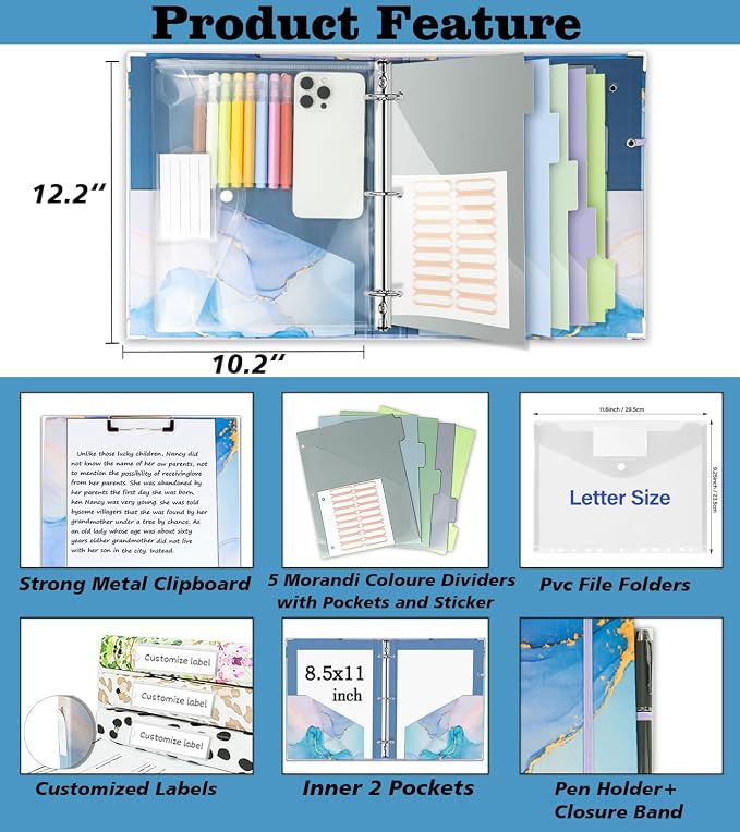 3 Ring 1 Inch Binder Organizer, KLLVE Three Ring Binders - Image 2
